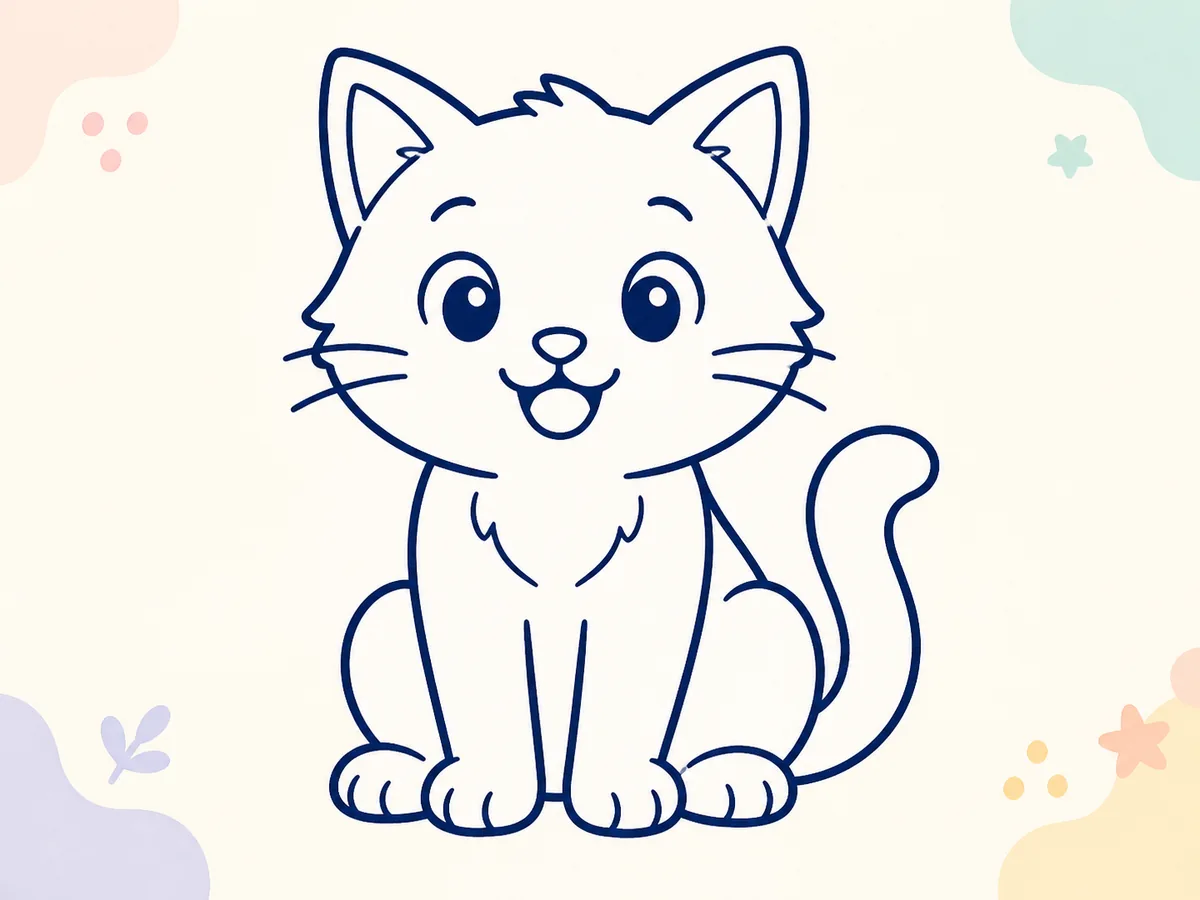 Clear tracing lines forming a friendly sitting cat